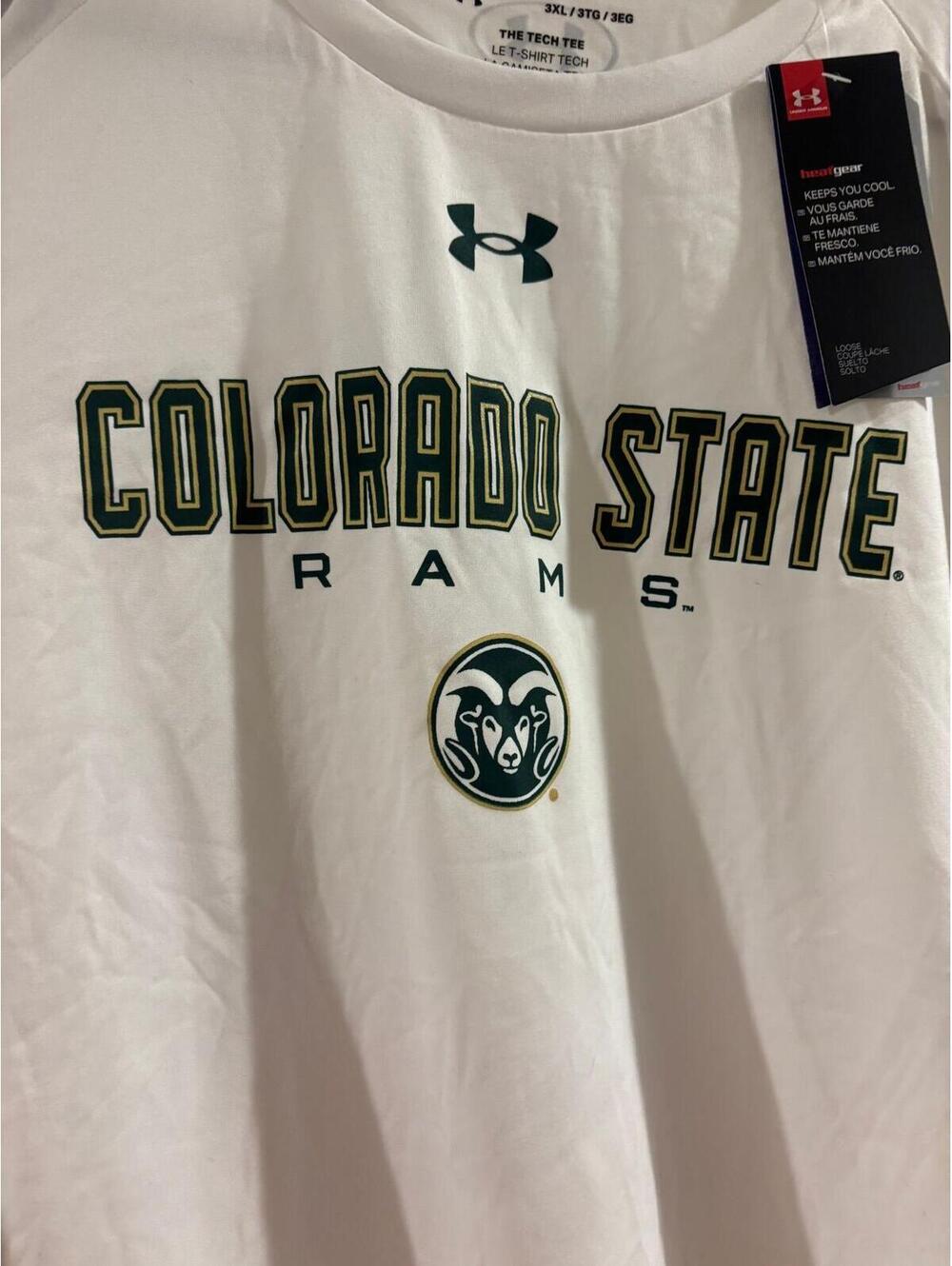 Under Armour Colorado State Rams HeatGear Tech Tee White 3XL NWT NCAA